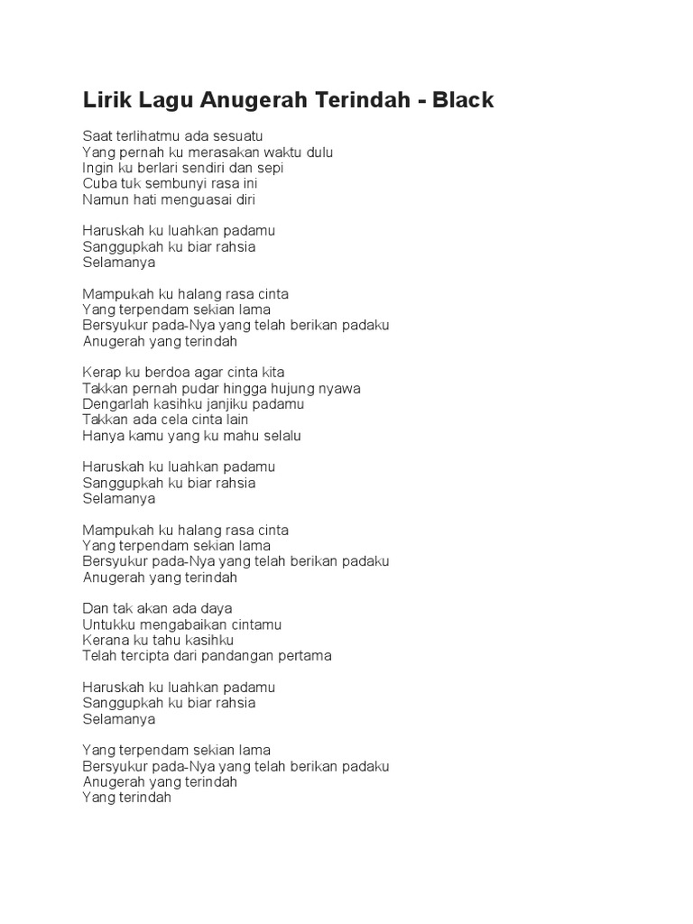 Lirik lagu anugerah terindah black pdf