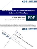 Innovations On The Development of Chinese Independent Think Tank