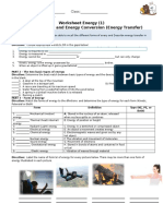 Worksheet Energy - Form and Transfer Energy