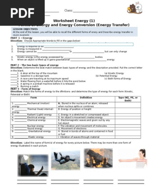 Forms Of Energy Worksheet Pdf Technology And Energy Worksheets For