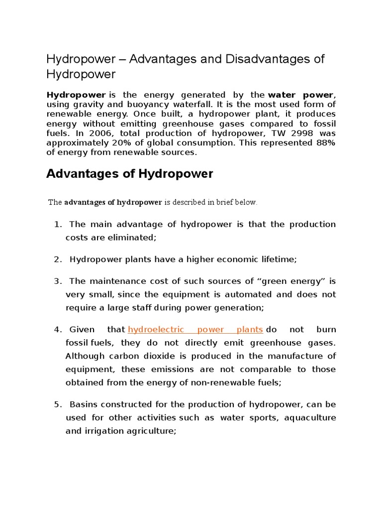 Hydropower: Pros and Cons Explained | PDF | Hydroelectricity | Physical  Universe