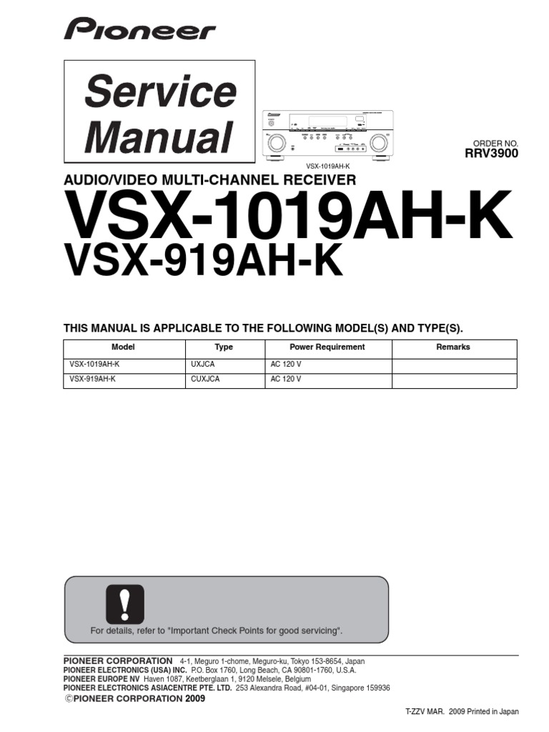 Pioneer 1019ah-K Repair Manual | PDF | Electrical Connector