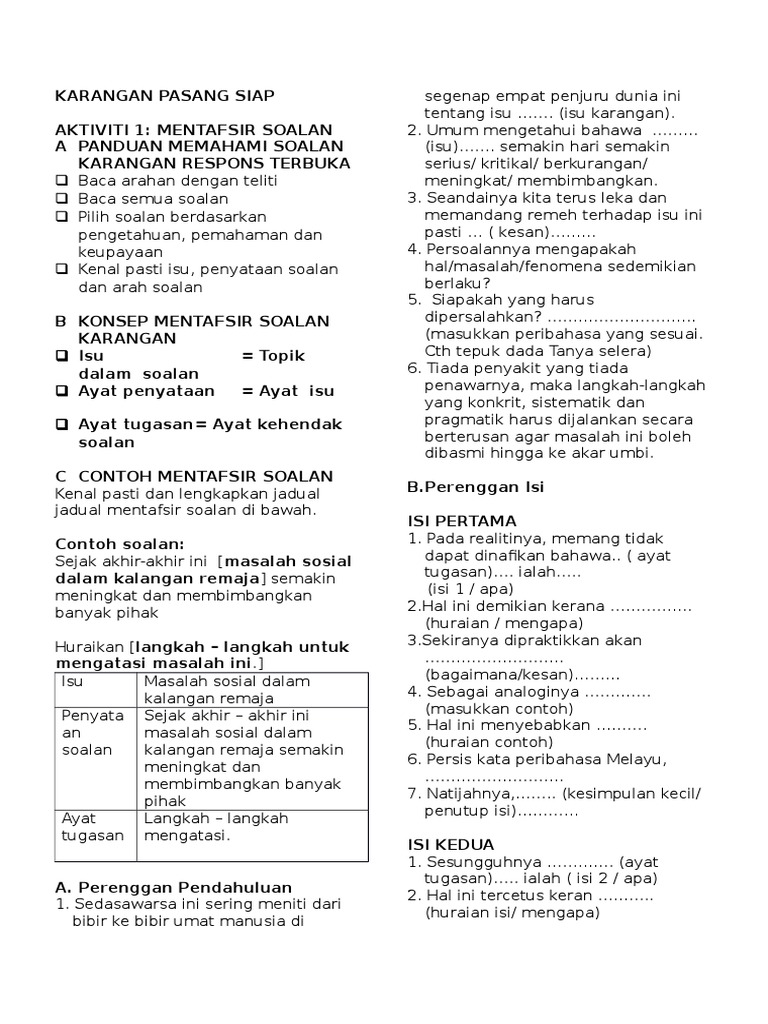 Karangan Pasang Siap Pdf