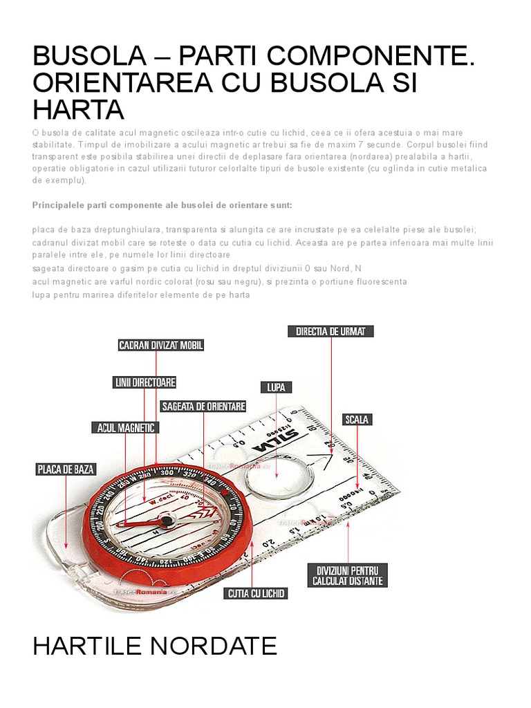 Busola - Parti Componente. Orientarea Cu Busola Si Harta | PDF