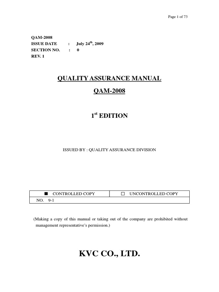 Quality Assurance Manual.pdf  Quality Management System  Quality Business