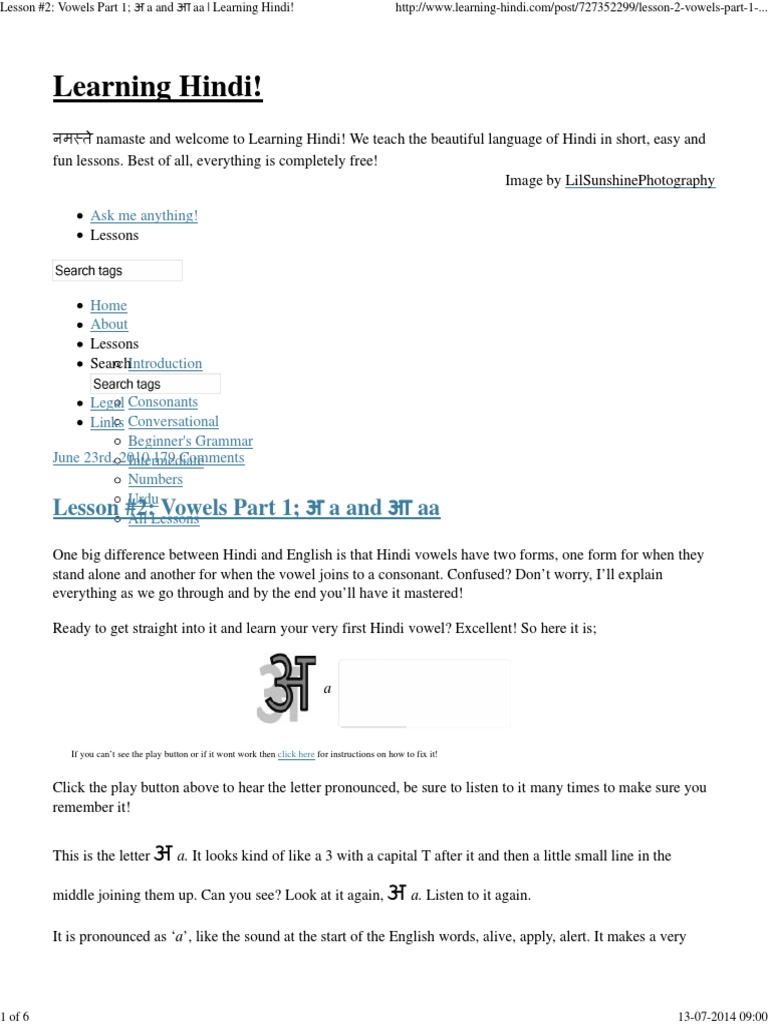 242833882 lesson 2 vowels part 1 a a and aa aa learning hindipdf