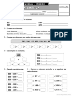 Avaliação matemática do 2o ano