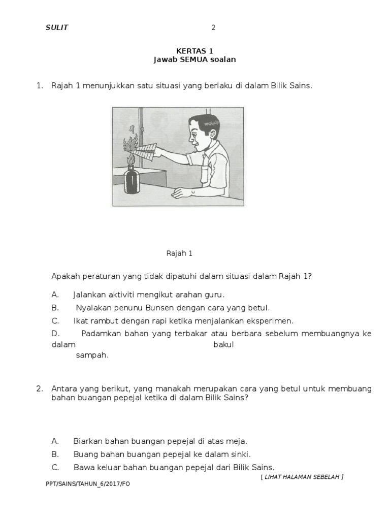 Peperiksaan Pertengahan Tahun Sains Tahun 6 Kertas 1 Pdf