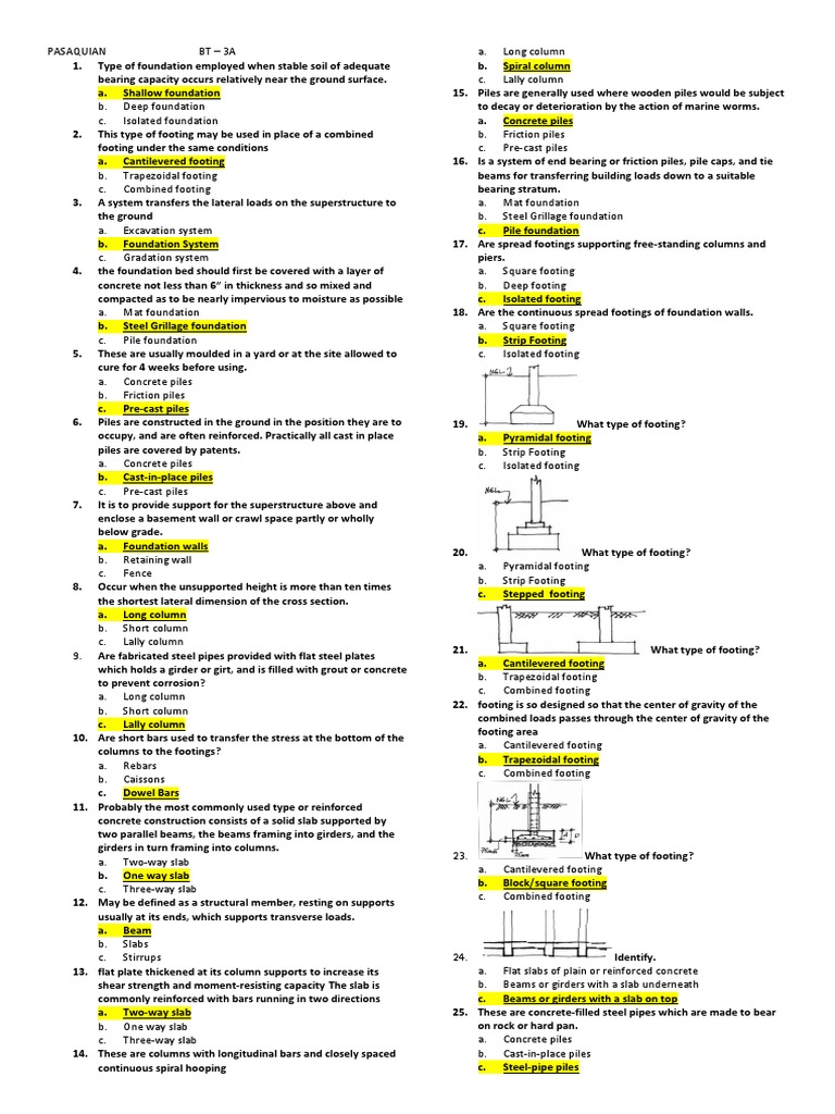 Building Technology (ALE Review 1) PDF Deep Foundation Column