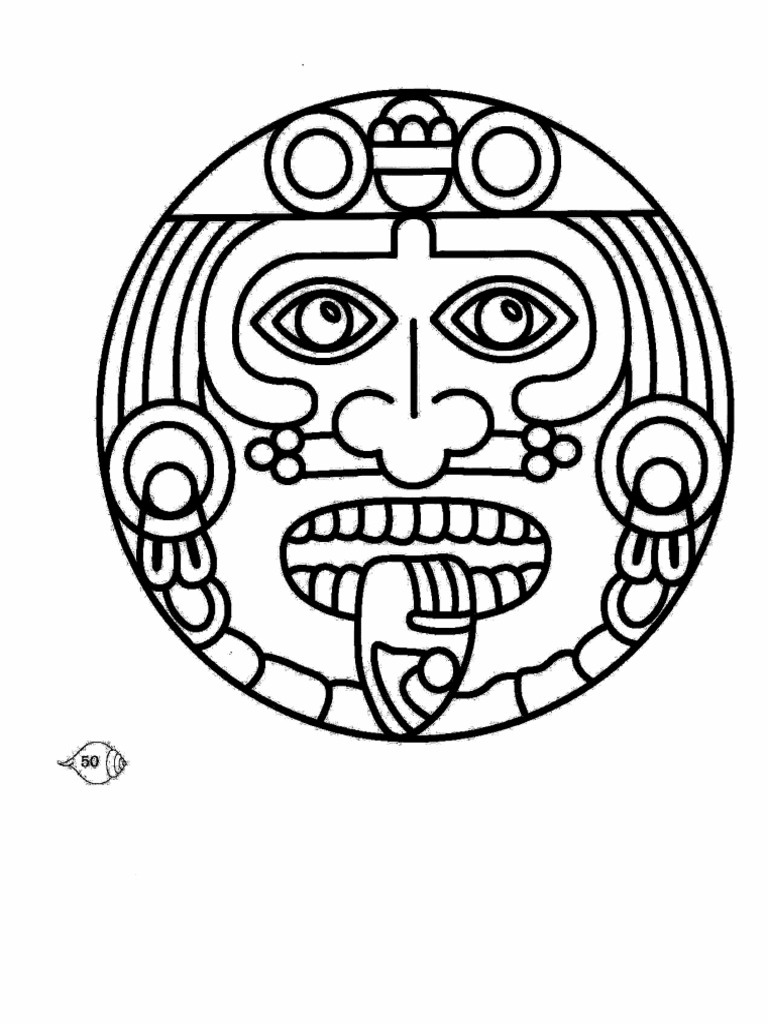Aztec Sun Stone Coloring Page | PDF