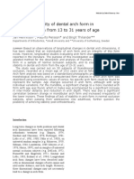 Long-Term Stability of Dental Arch Form in Normal Occlusion From 13 To 31 Years of Age