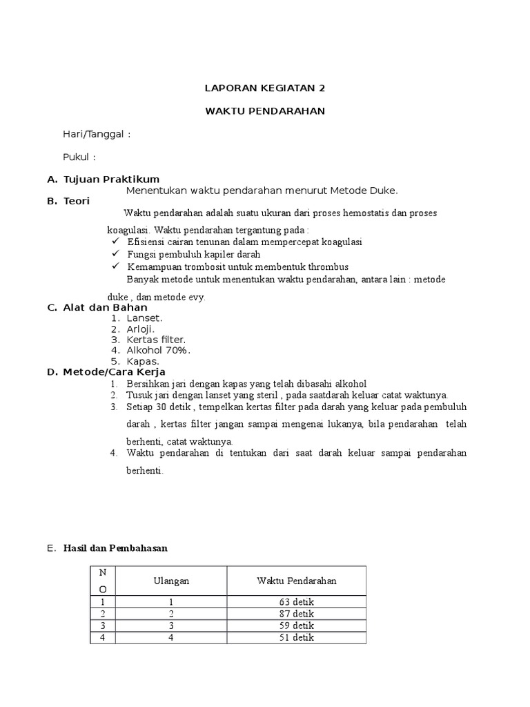 Metode Duke untuk Mengukur Waktu Pendarahan | PDF