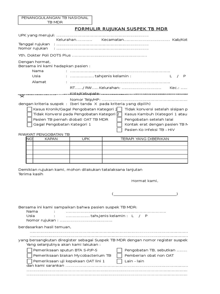 Rujukan Pasien Suspek TB MDR | PDF