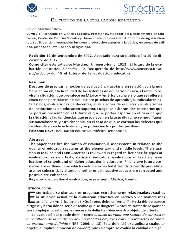 El Futuro de La Evaluación Educativa | PDF | Evaluación | México