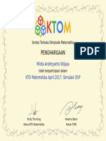 Penghargaan: Mirda Andreyanto Wijaya KTO Matematika April 2017: Simulasi OSP