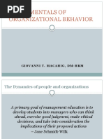 Fundamentals of Organizational Behavior: Giovanni T. Macahig, DM-HRM