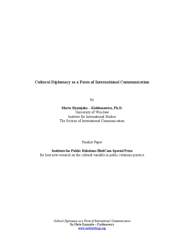 Cultural Diplomacy As A Form of International Communication | PDF ...