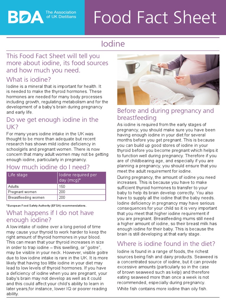 Food Fact Sheet Iodine PDF Iodine Salt
