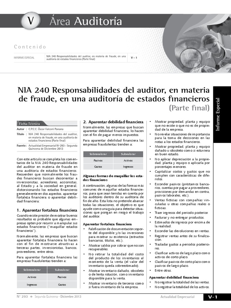 Nia 240 Final PDF | PDF | Contralor | Auditoría financiera