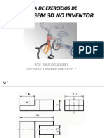 Lista de exercícios 3D no Inventor para Desenho Mecânico