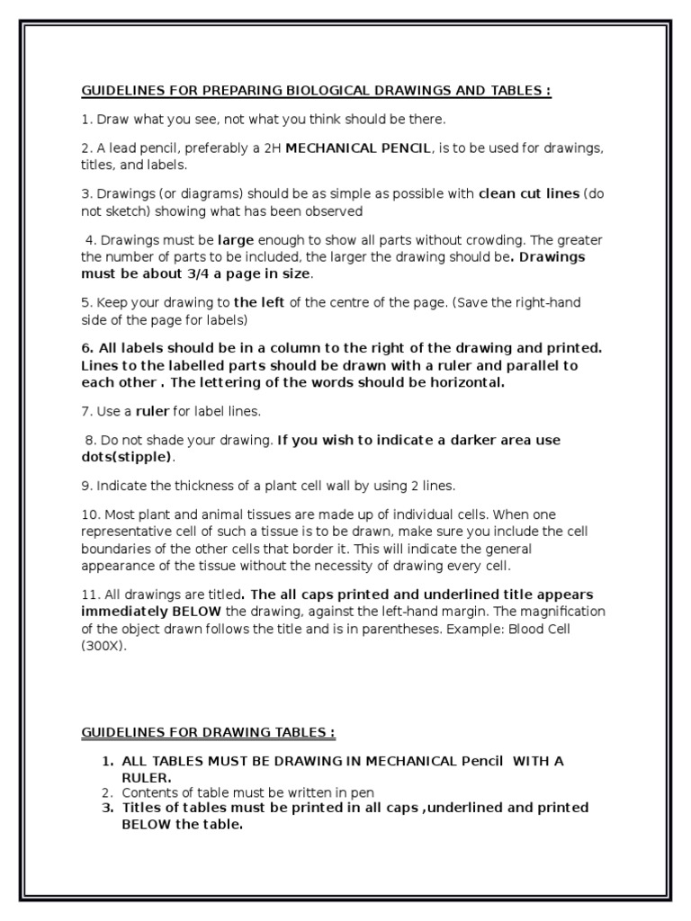 Guidelines for Biological Drawings | PDF