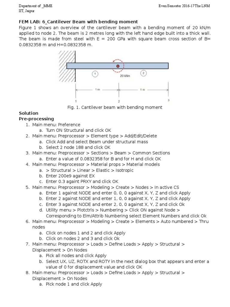 FEM Analysis of Cantilever Beam | PDF | Technology & Engineering