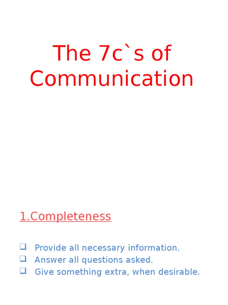 7c's of Effective Communication & 7 Positive Principles | PDF ...