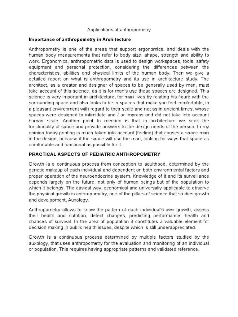 Applications of Anthropometry | PDF | Anthropometry | Human Factors And ...