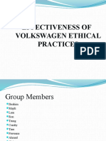 Effectiveness of Volkswagen Ethical Practices