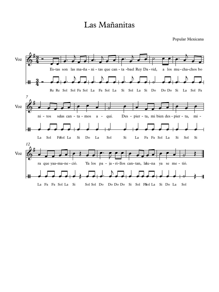Las Mañanitas - Partitura Completa | PDF