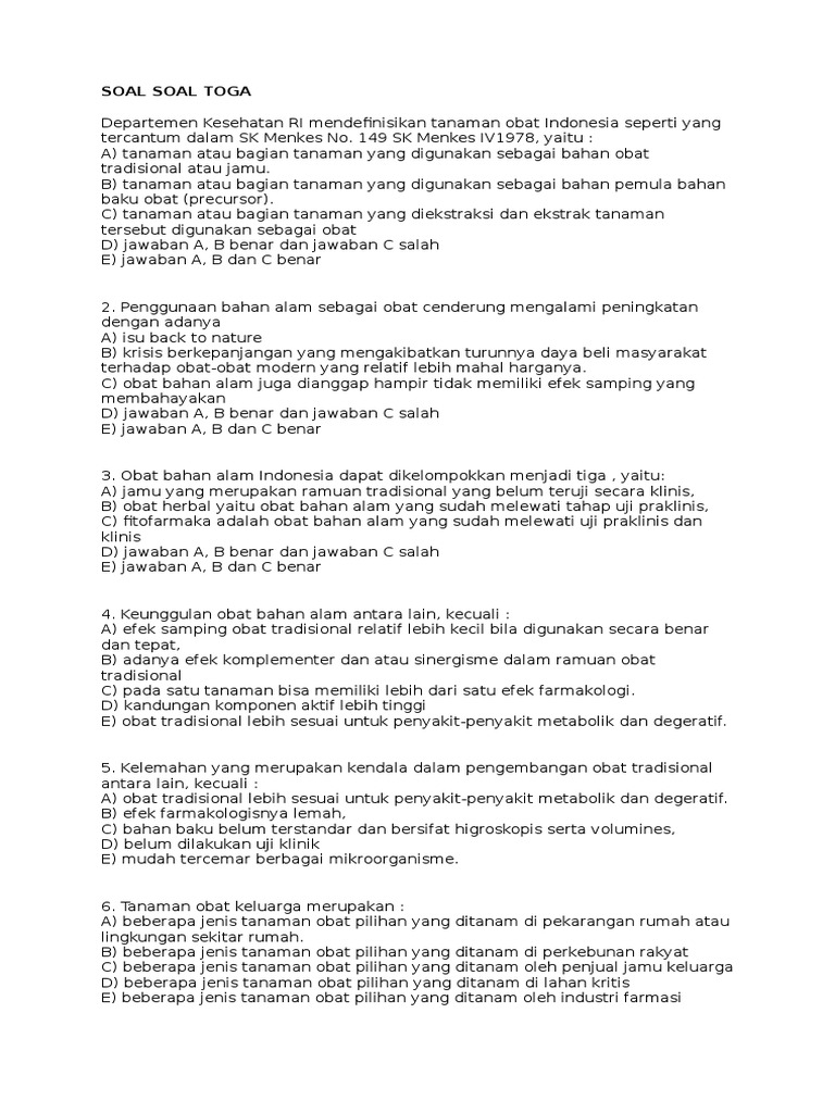 Soal Soal Toga