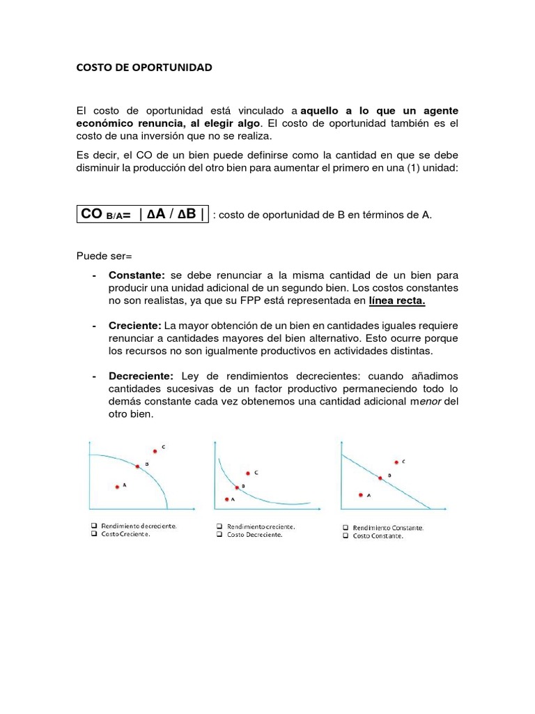 Tipos y Cálculo del Costo de Oportunidad | PDF | Costo de oportunidad ...