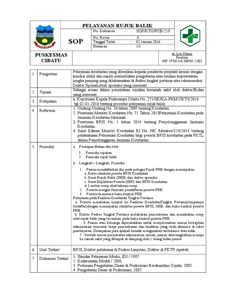 Prosedur Surat Rujuk Balik Kesehatan | PDF