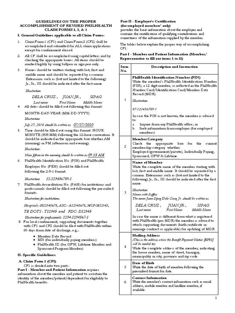 PhilHealth ClaimForm Guidelines PDF | PDF | Pregnancy | Patient
