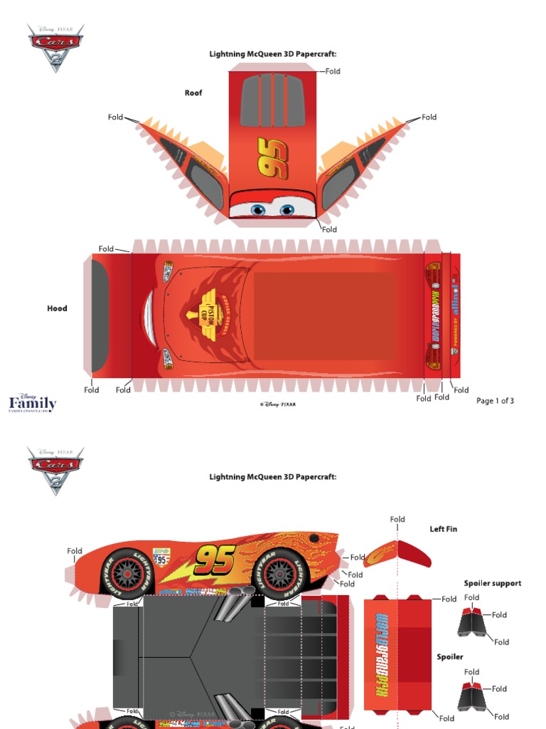 Pixar Cars 2 Lightning Mcqueen 3d Papercraft - FDCOM PDF | PDF