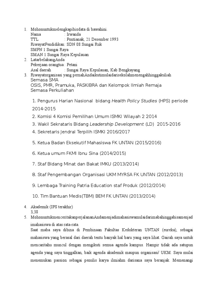 Pertanyaan Wawancara Untuk Irwanda