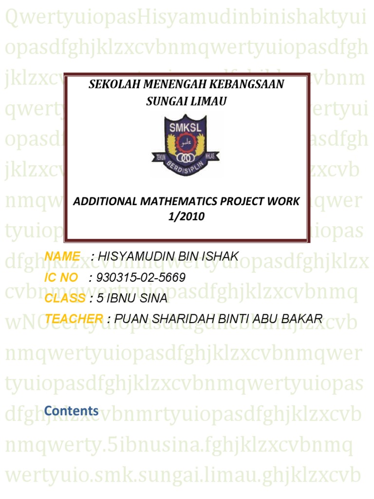 Additional Mathematics Project 2010 | PDF | Integral | Calculus