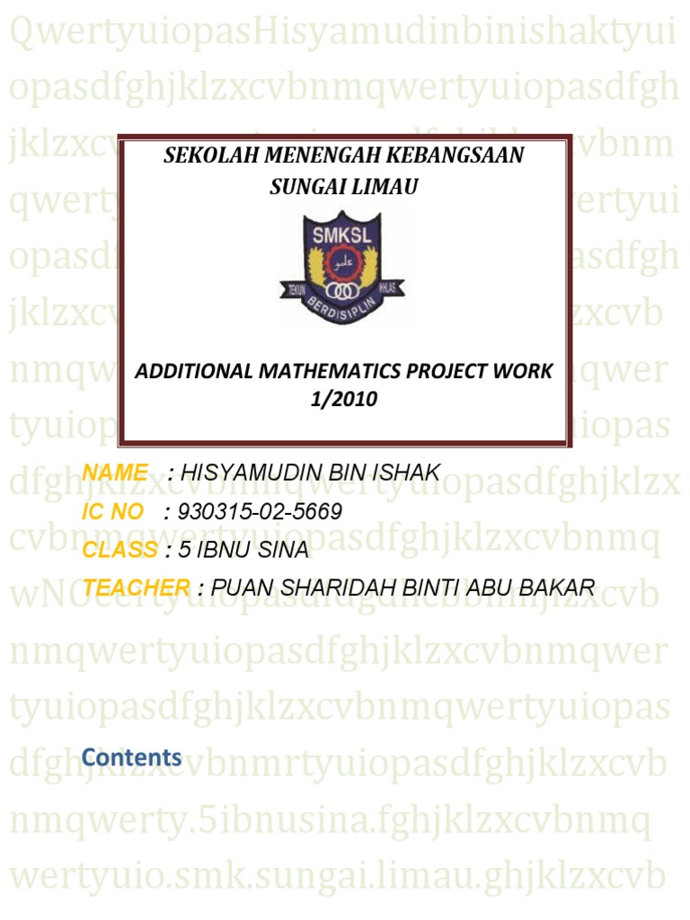 Projek Add Math Smk Sungai Limau  Integral  Calculus