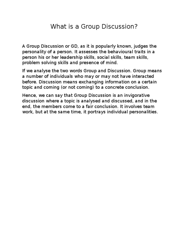 Understanding Group Discussions | PDF
