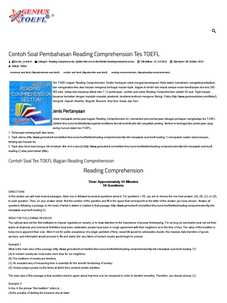 Contoh Soal Pembahasan Reading Comprehension Tes Toefl Cara Mudah Belajar Tes Toefl Homo Gletser