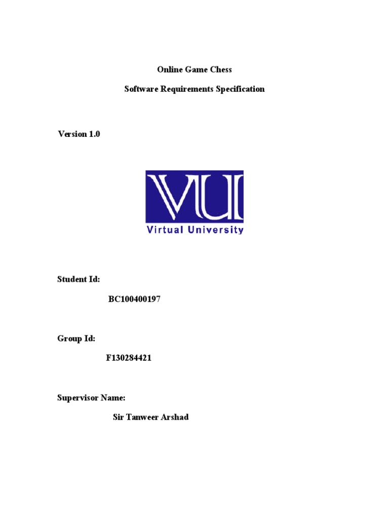 Online Chess Game Software SRS | PDF | Software Development Process ...