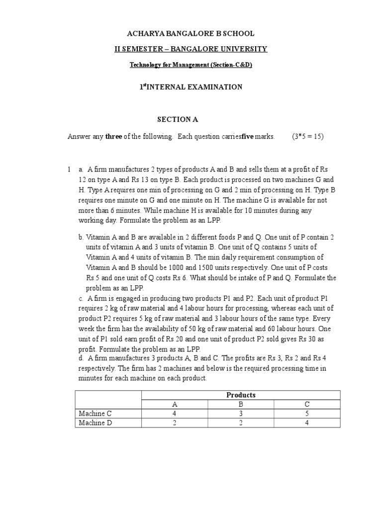 Linear Programming Exam Questions | PDF | Business