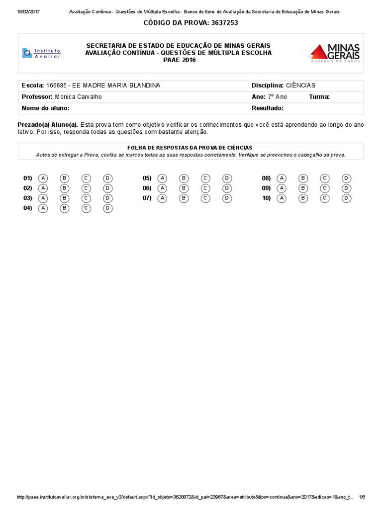 Prova de Múltipla Escolha - Ciências | PDF | Plantas | Reprodução