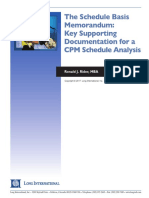 Long Intl Schedule Basis Memorandum-Key Support for a CPM Sched Analysis