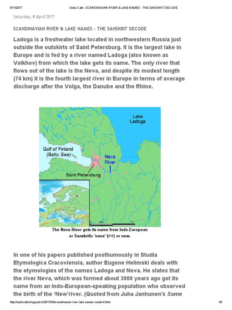 Vedic Cafe - SCANDINAVIAN RIVER & LAKE NAMES - THE SANSKRIT DECODE PDF ...