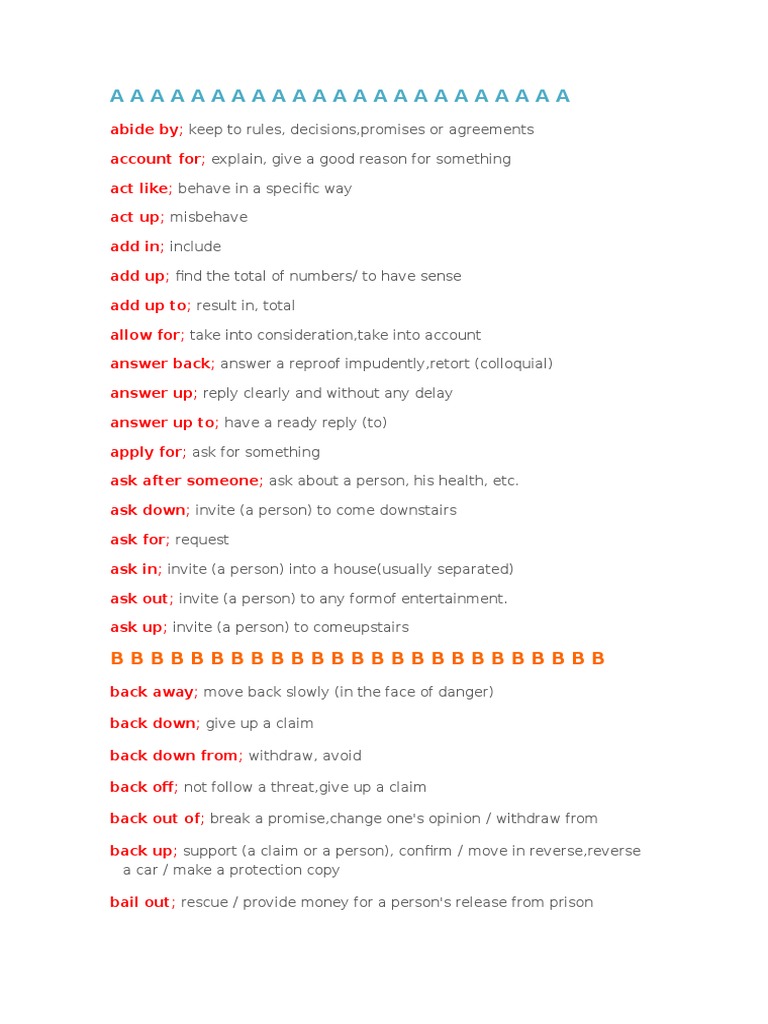 Phrasal Verbs List FOR THE B2 LEVEL | PDF
