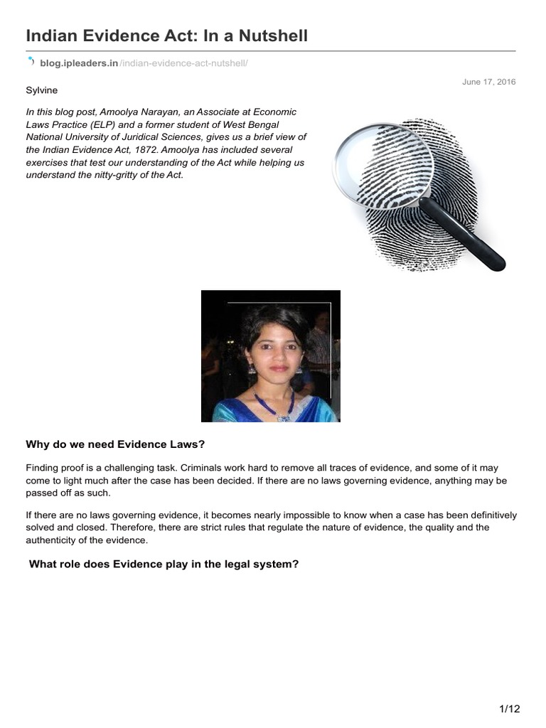 Overview of the Indian Evidence Act | PDF | Evidence (Law) | Hearsay