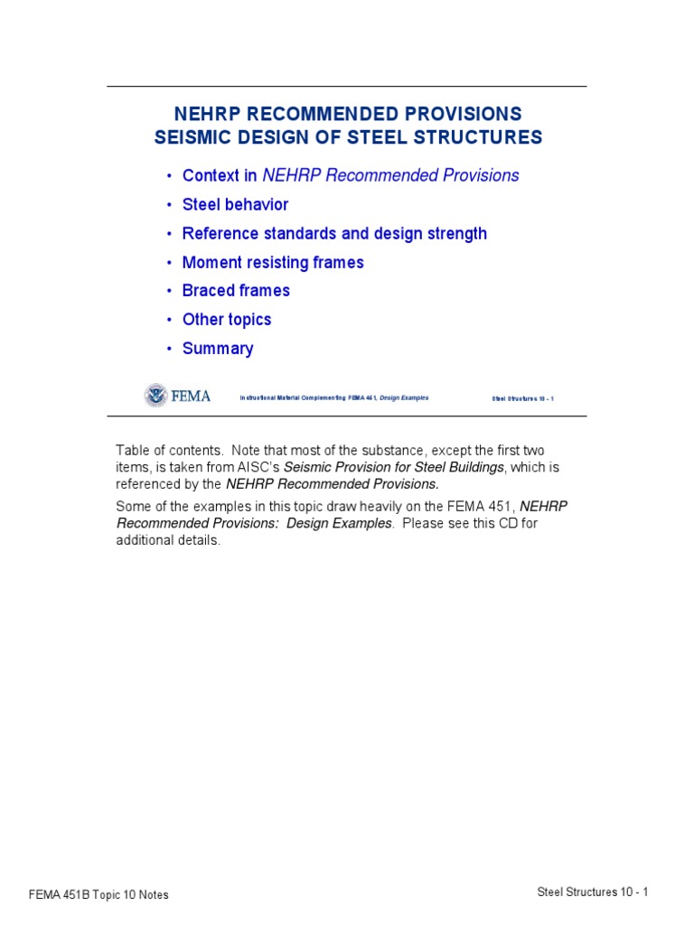 NEHRP Seismic Design for Steel Structures | PDF | Deformation ...
