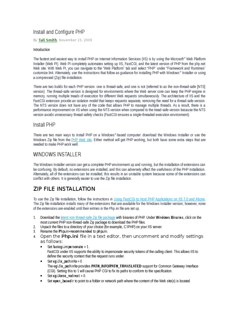 php installation manual