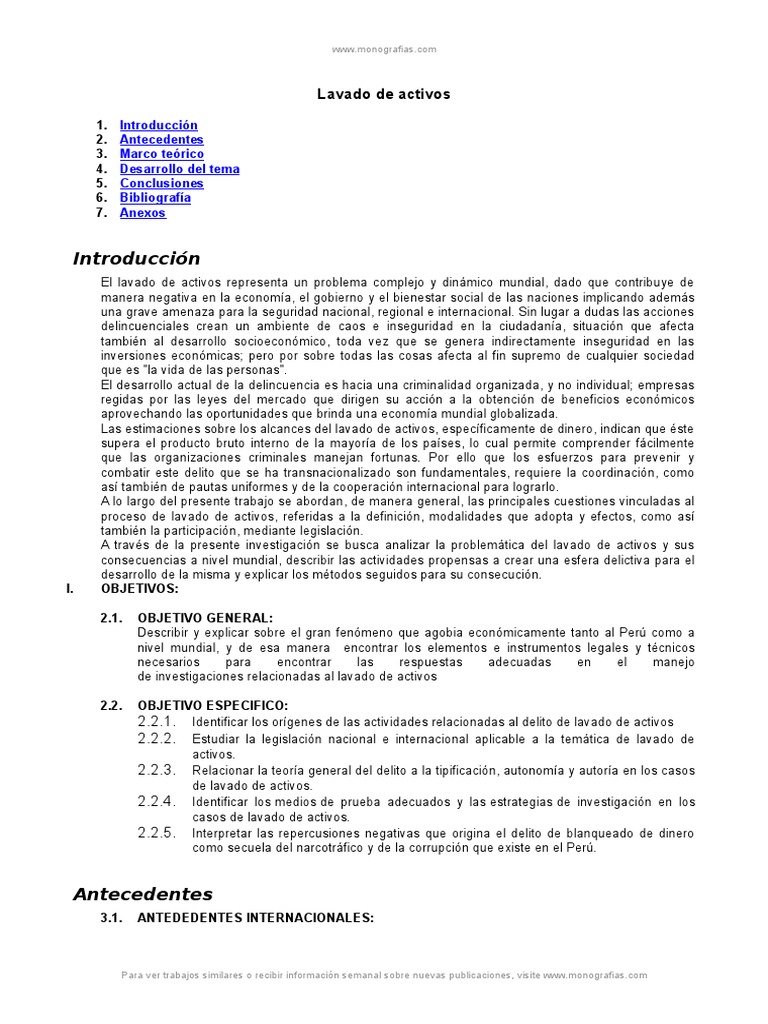 Lavado Activos | PDF | Lavado de dinero | Crimen organizado